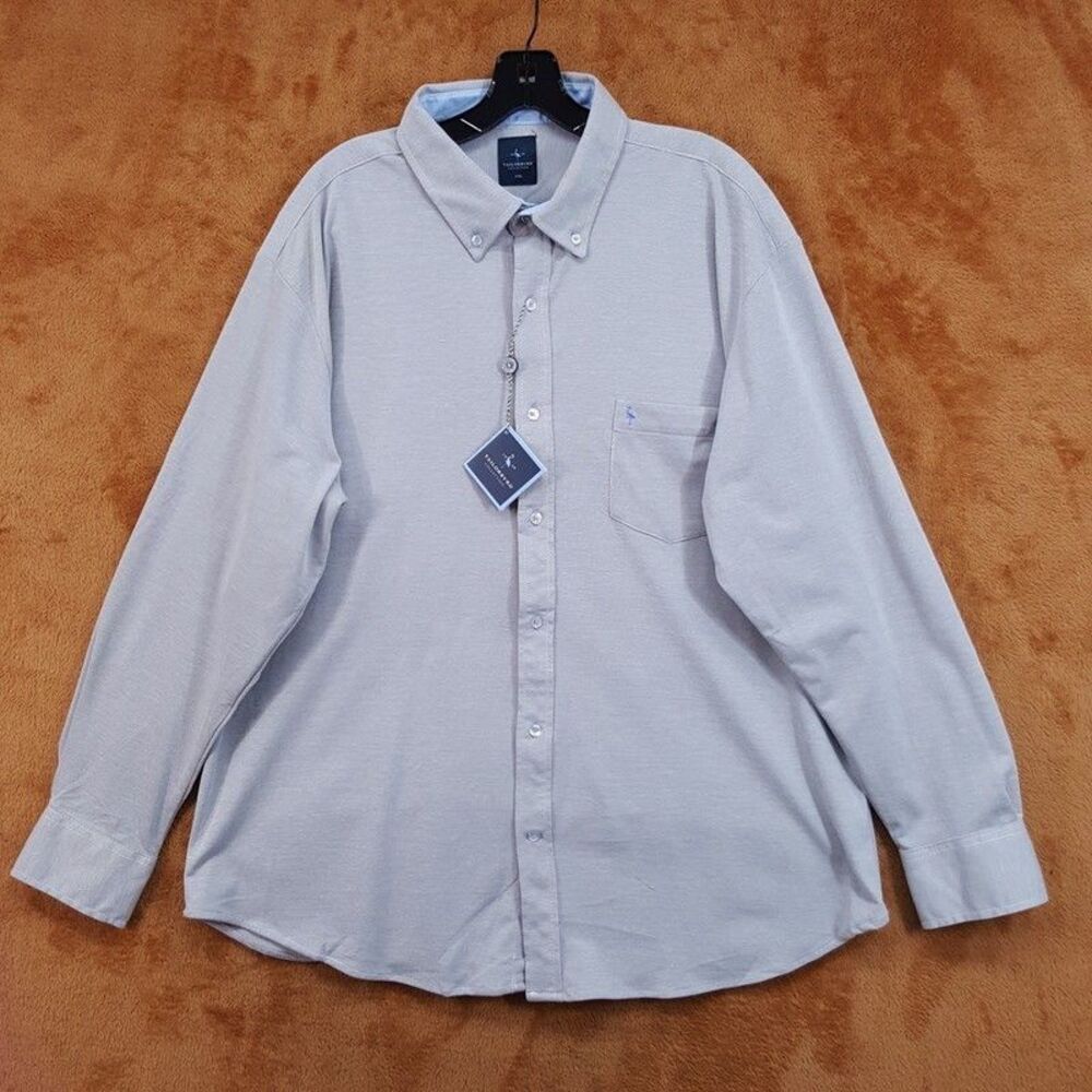 TAILORBYRD Shirt Mens XXL Grey Button Down Long Sleeve Pocket Logo Cotton Blend